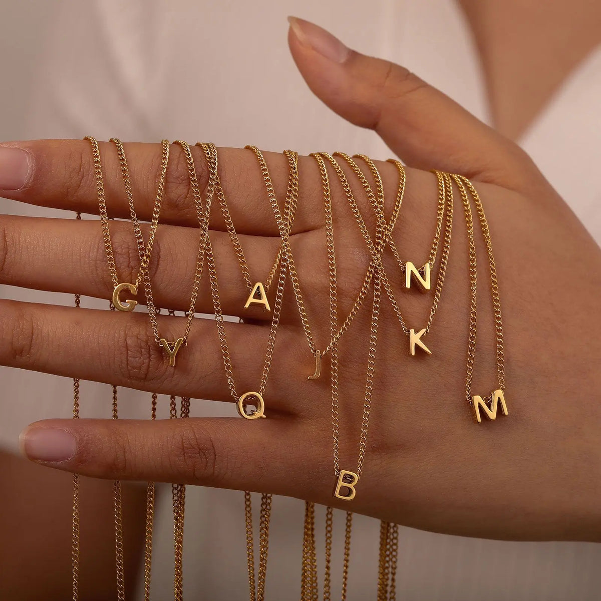 Chic Tiny A-Z Letters Necklaces for Women Girls, Gold Color Stainless Steel Initial Chokers,Small Pendent Necklaces Jewelry