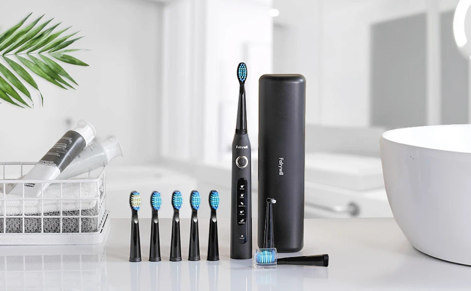 Sonic Electric Toothbrush – USB Rechargeable, Waterproof, with 8 Brush Heads & Travel Case - 100% original product