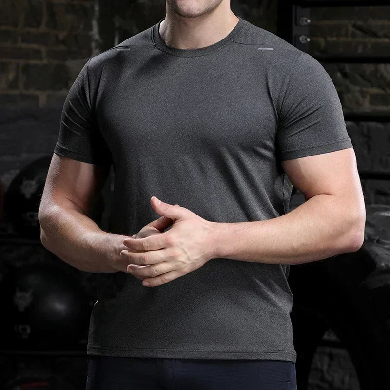 Herr sommar Lös andas kortärmad utomhuscykling Quick Dry Topp Löparträningsoveraller Fitness T-shirts Muscle Tights