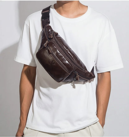 Midjeväska i äkta läder Casual Crossbody
