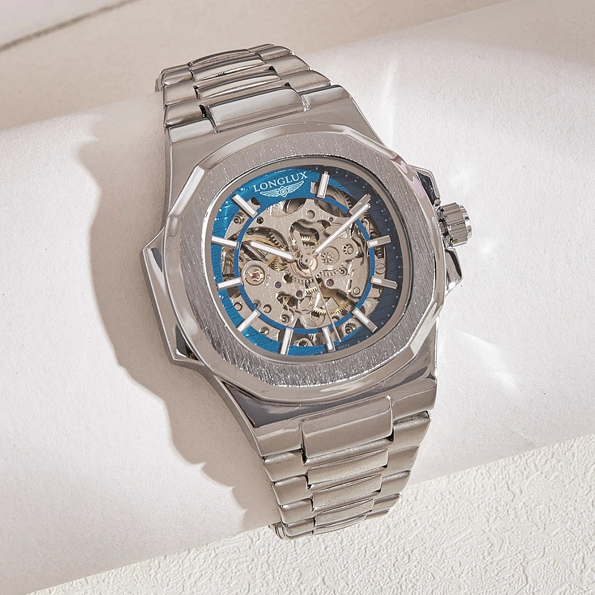 MIAMI DESIGN -LONGLUX™ Herre automatisk mekanisk ur luksus ure vandtæt skelet ur i rustfrit stål