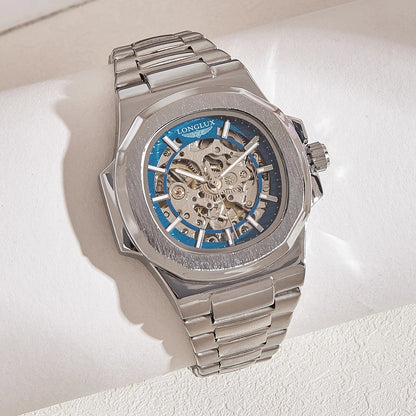 MIAMI DESIGN -LONGLUX™ Herre automatisk mekanisk ur luksus ure vandtæt skelet ur i rustfrit stål