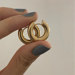 Women's Stainless Steel Hoop Earrings – Smooth, Chunky Round Huggie Jewelry - 20mm