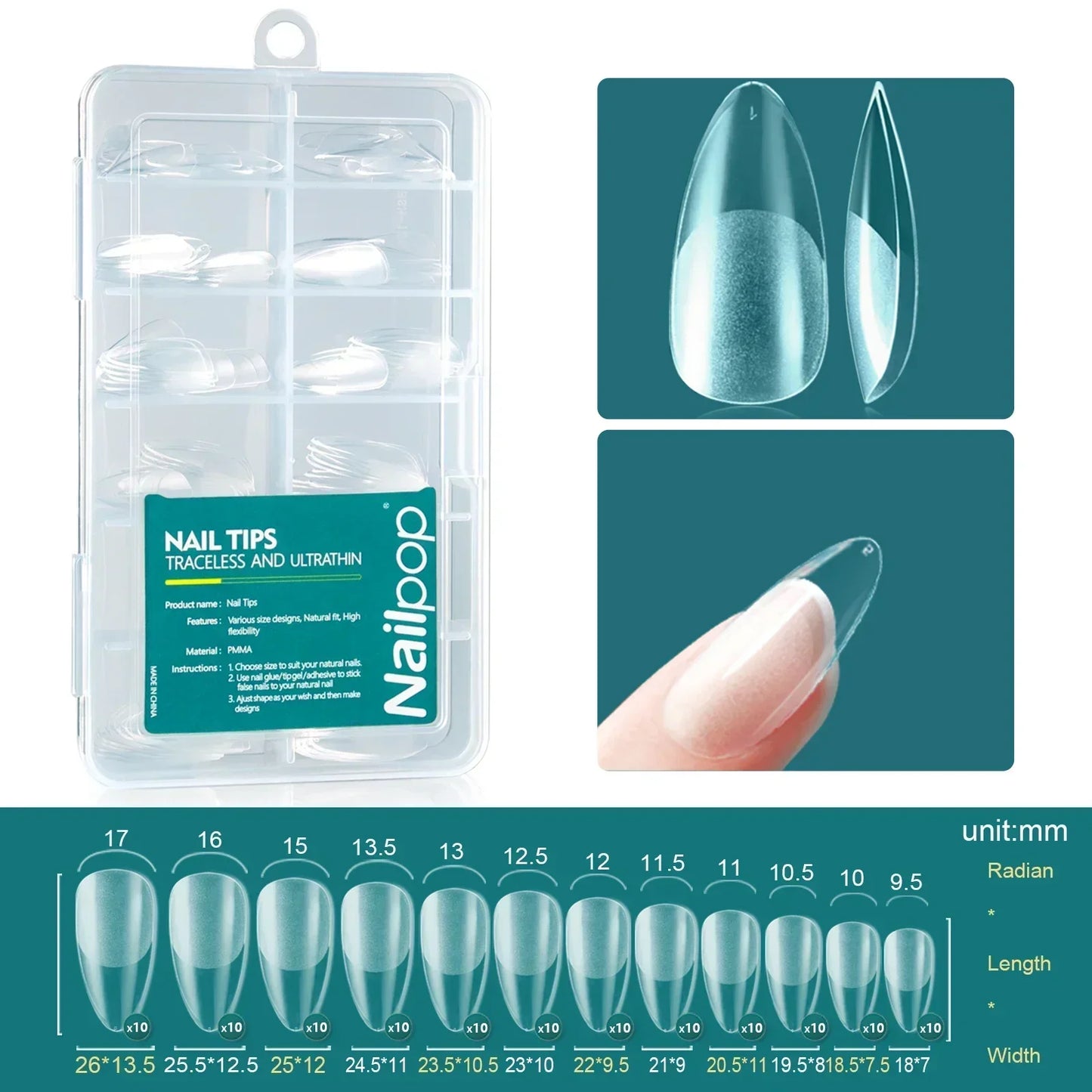 Pontas Nailpop Gel X – 120 unidades de gel macio, extensões fáceis de unhas