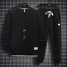 Set di waffle lounge da uomo-felpa e pantaloni casual di 2 pezzi