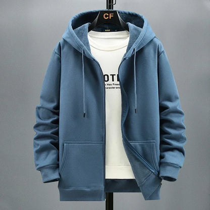 M–12XL - Felpa con cappuccio da uomo di grandi dimensioni - Zip, foderata in pile, cotone, vestibilità casual