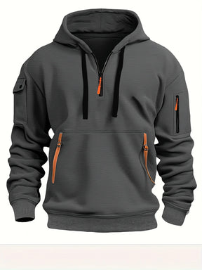 Caperos de moda casual para hombres-sudadera de pulverización de medio zip para primavera y otoño | Chaqueta de estilo de fitness y calles