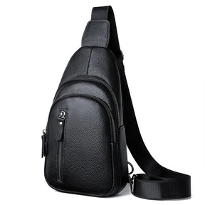 Bolso de hombro: bolso de hombro de cuerpo de cuero 100% genuino para hombres - informal y elegante