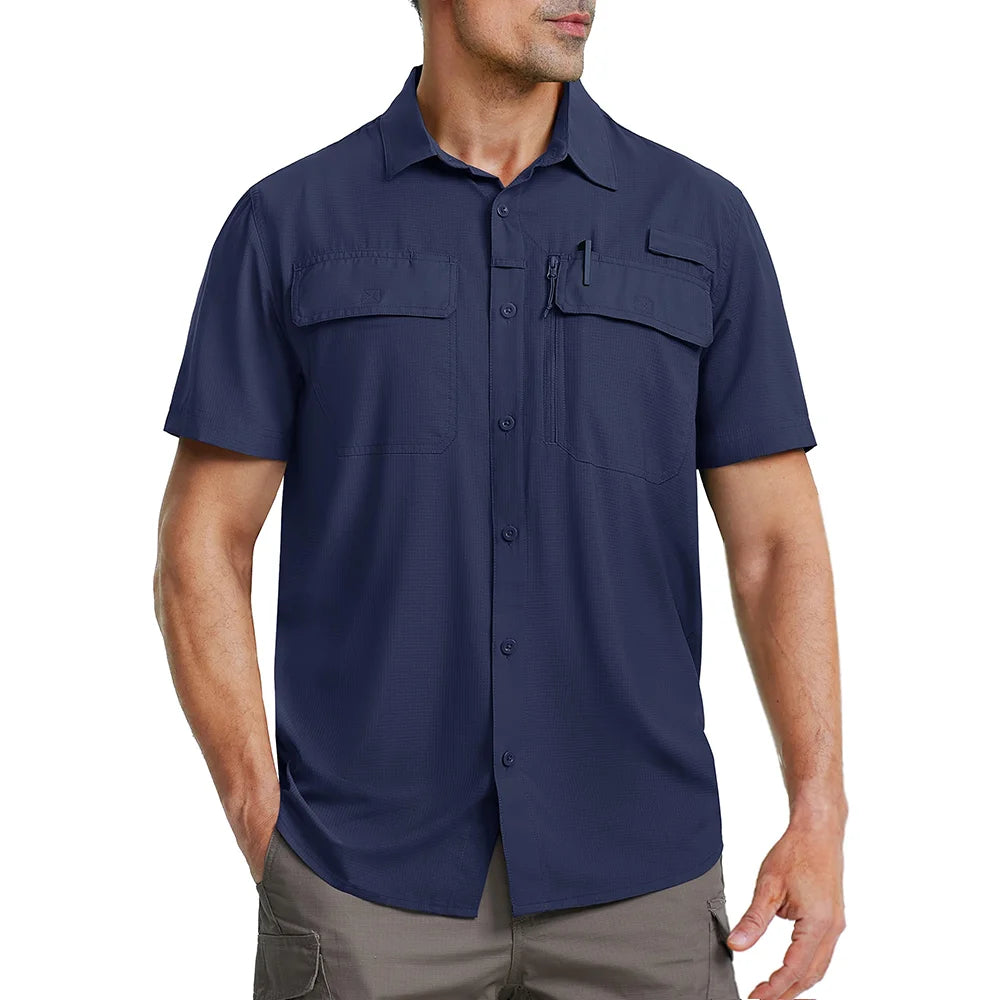 MIAMI TAC - Camicia da uomo ad asciugatura rapida - UPF 50+ & Rete traspirante - Escursionismo, pesca, campeggio, lavoro o casual