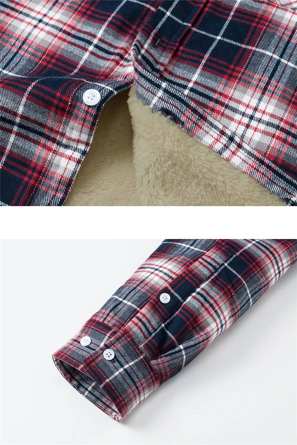 MIAMI TAC - Men’s Fleece Lined Flannel Jacket – Plaid Cotton Winter Coat