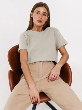 Frauen T-Shirt 100% Baumwollboden grundlegend modische Tops-Shirts 230g/㎡
