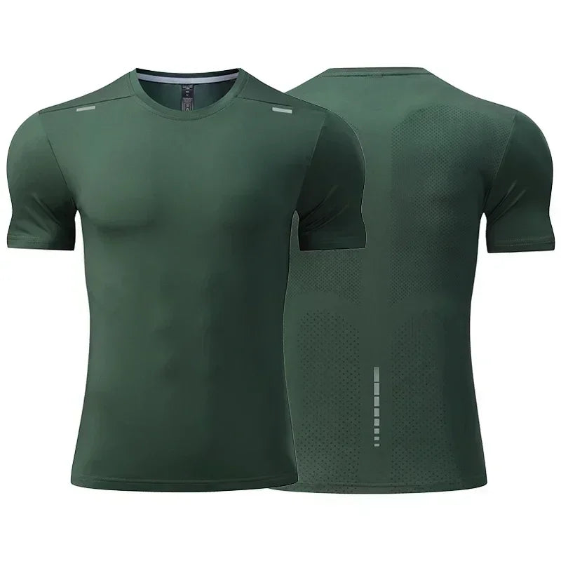 Herr sommar Lös andas kortärmad utomhuscykling Quick Dry Topp Löparträningsoveraller Fitness T-shirts Muscle Tights