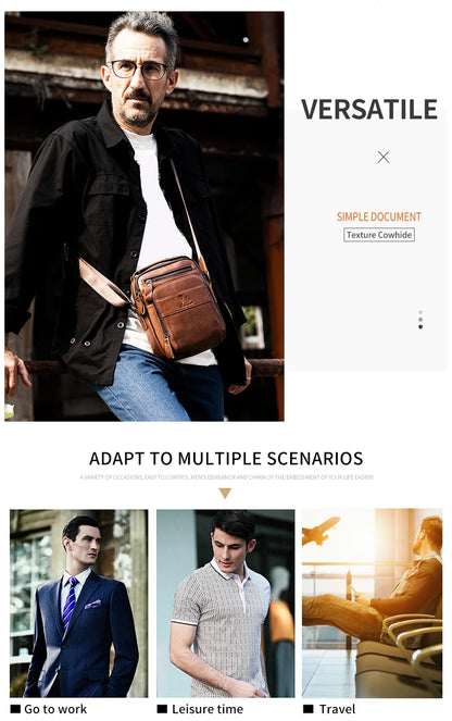Men’s Retro Leather Crossbody – Premium Cowhide, Timeless Style & Everyday Functionality