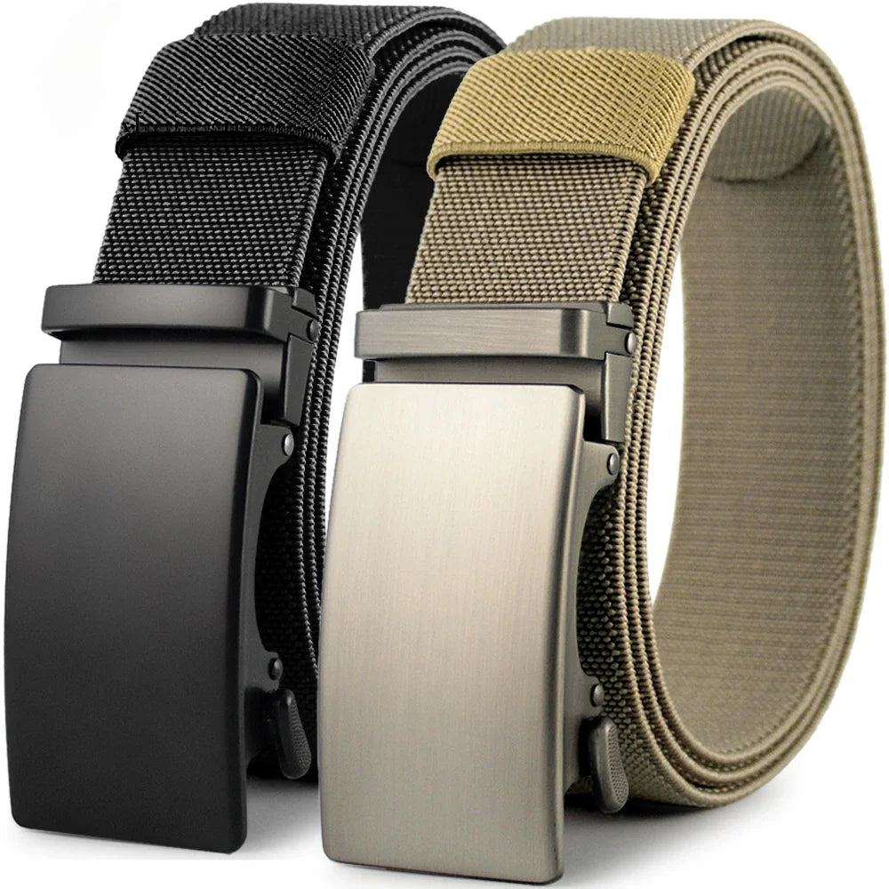 Sports Elastic Tactical Belt – Automatic Metal Buckle, Stretch Nylon Military Unisex Belt (115–150CM)