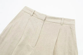 Women’s Linen Vest Shorts Set – V Neck Chic Summer Casual  Office Outfit