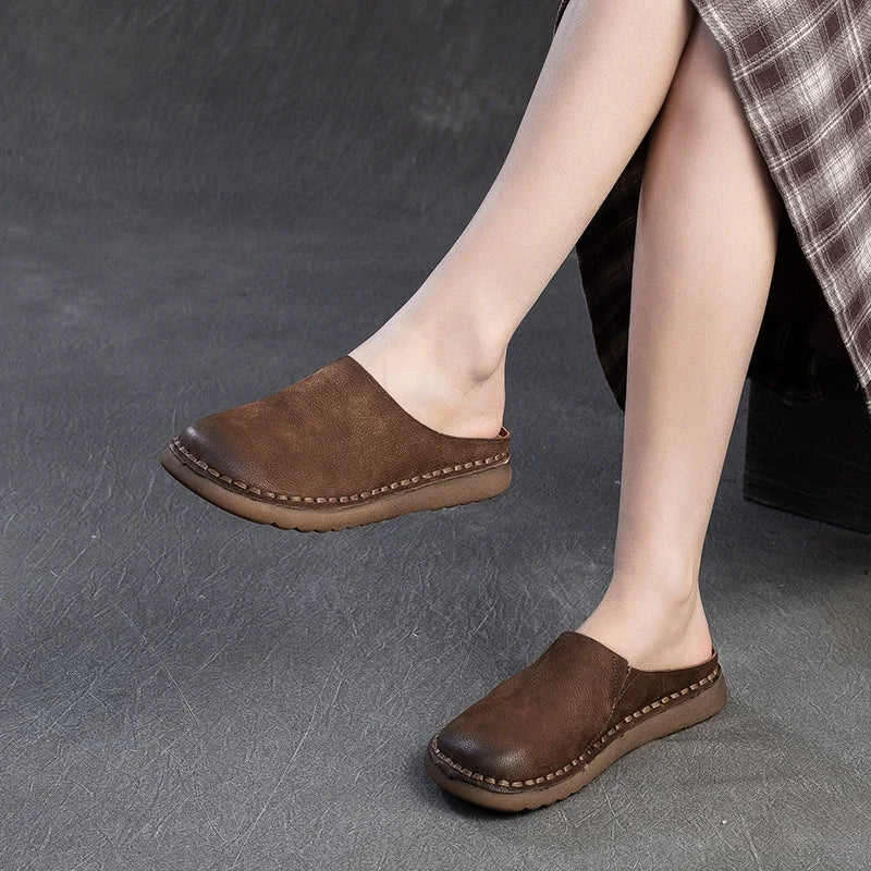Slipisti estivi in ​​pelle autentica - Sole morbida, comfort fatti a mano e stile retrò