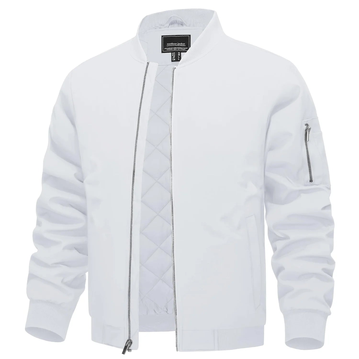 MIAMI TAC - Full Zip Quilted Bomber Jackets Mens Winter Padded Casual Jacket Outdoor Water Resistant Antifouling Coat Outwear Tops