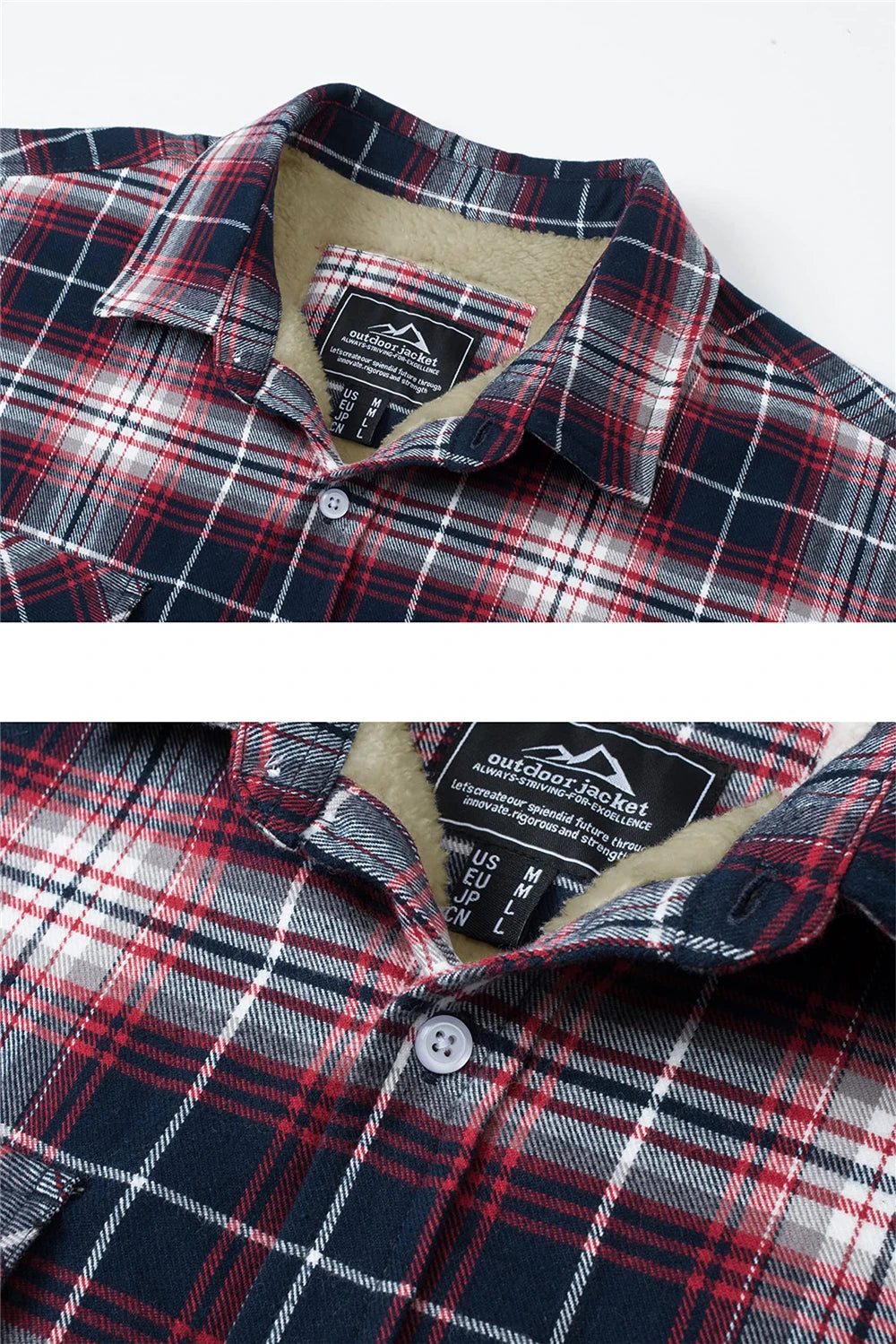 MIAMI TAC - Men’s Fleece Lined Flannel Jacket – Plaid Cotton Winter Coat