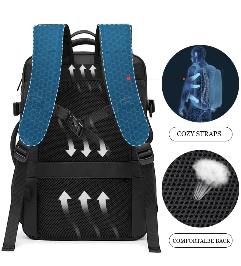 Expandable Waterproof Travel Backpack – Fits 17.3" Laptop – Large Capacity for Travel, Business & Outdoor – Unisex