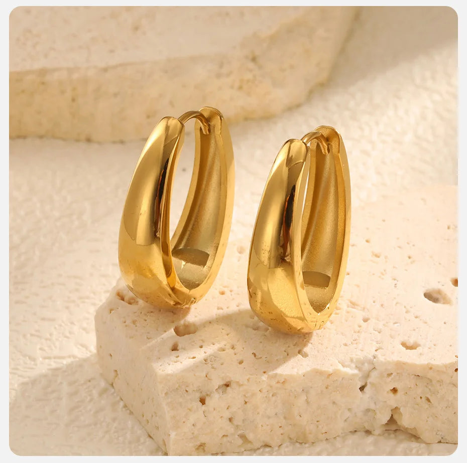 Brincos de argola de aço inoxidável simples para mulheres meninas, brinco de círculo grande cor prata dourada, joias delicadas da moda, presentes