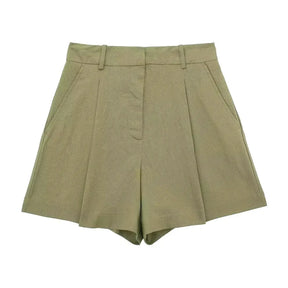 Women’s Linen Vest Shorts Set – V Neck Chic Summer Casual  Office Outfit