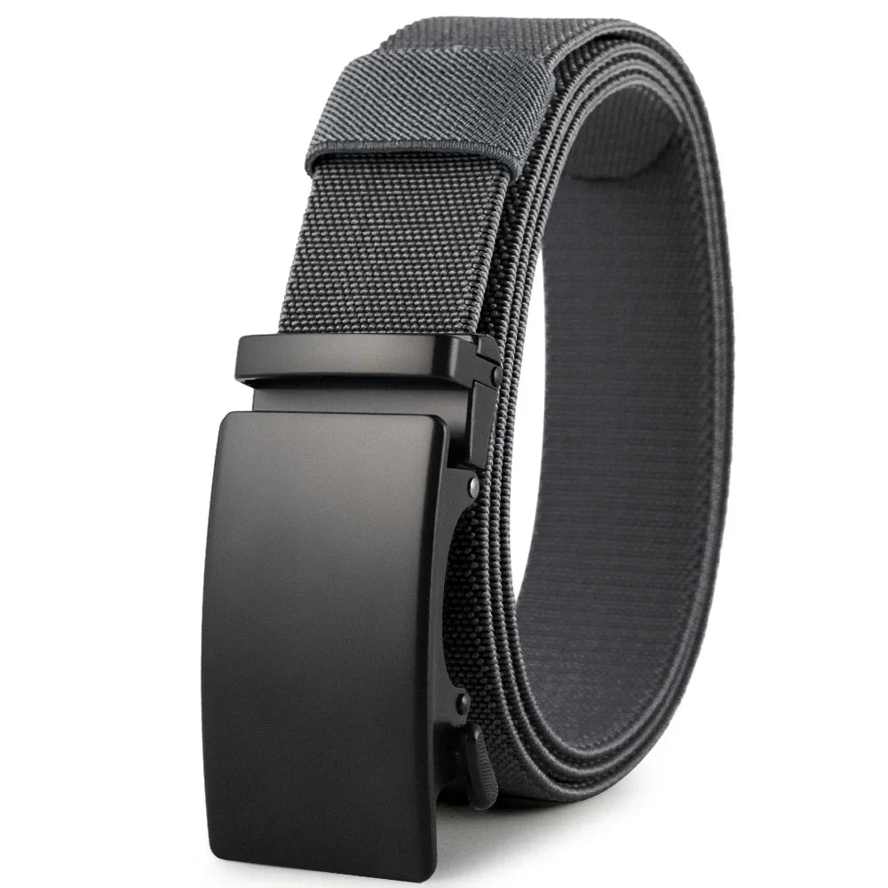 Sports Elastic Tactical Belt – Automatic Metal Buckle, Stretch Nylon Military Unisex Belt (115–150CM)