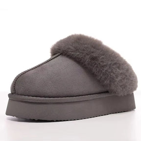 Slippers de plate-forme Funke Fluffy chaude - en daim doux, semelle Antisiskid et mousse à mémoire