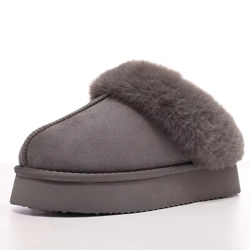 Slippers de plate-forme Funke Fluffy chaude - en daim doux, semelle Antisiskid et mousse à mémoire