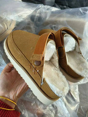 Women's Suede Gold Clog Platform Back Strap Clogs – Large Size, Casual Autumn Design