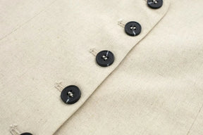 Women’s Linen Vest Shorts Set – V Neck Chic Summer Casual  Office Outfit