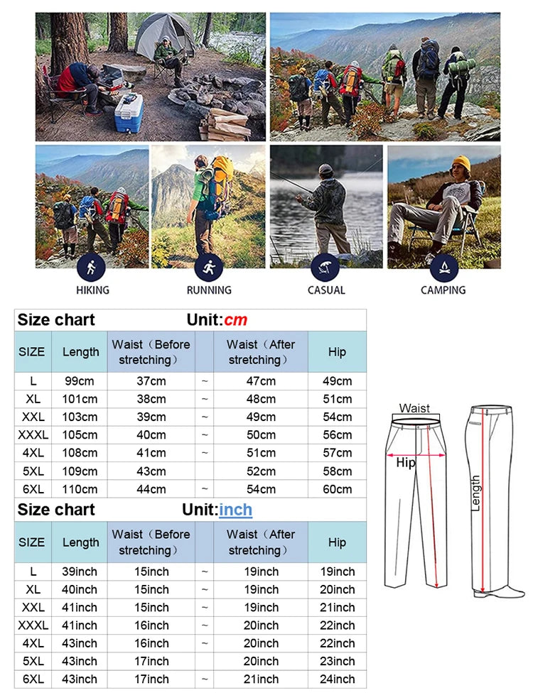 Pantalones tácticos de senderismo para hombre: impermeables y de secado rápido & Protección UV