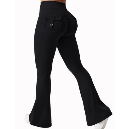 Højtaljede yogaleggings med brede ben – 4-vejs stretch med sidelommer