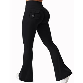 Leggings da yoga a gamba larga a vita alta-allungamento a 4 vie con tasche laterali