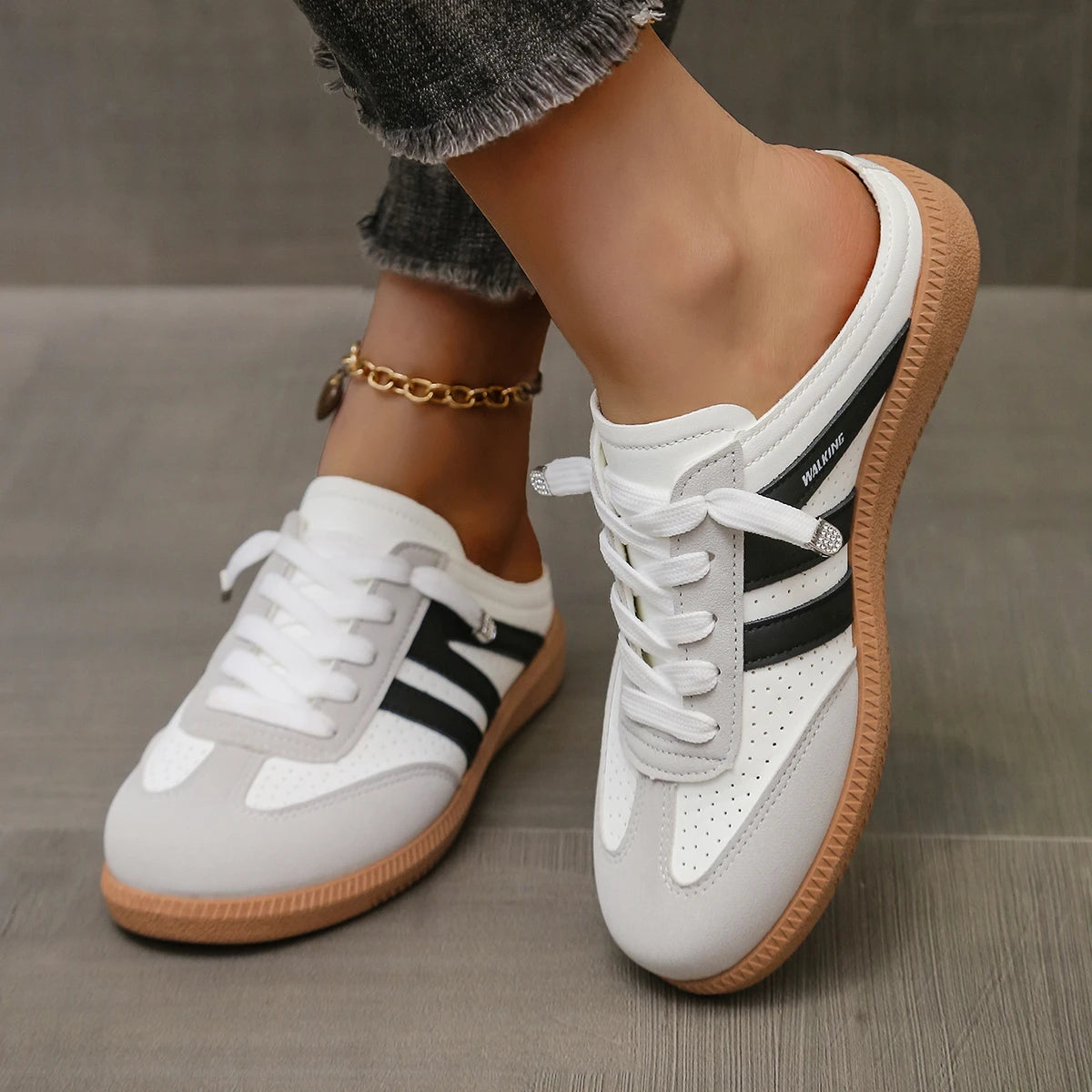 Tênis Mule Leve Feminino – Macio, Deslizante & Conforto Sem Encosto