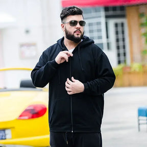 M - 12xl - Sweat à capuche de grande taille pour hommes - zip-up, doublé de polaire, coton, ajustement décontracté