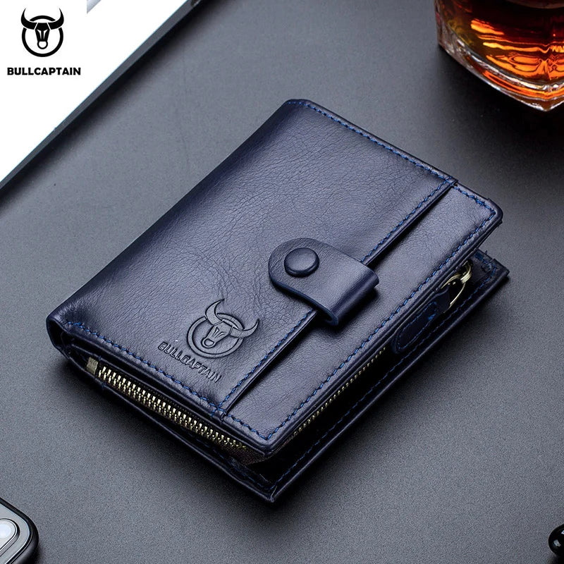 BULLCAPTAIN™ RFID Men’s Genuine Leather Wallet – Anti-Theft & Anti-Pickpocket -Zipper Coin &Card Holder