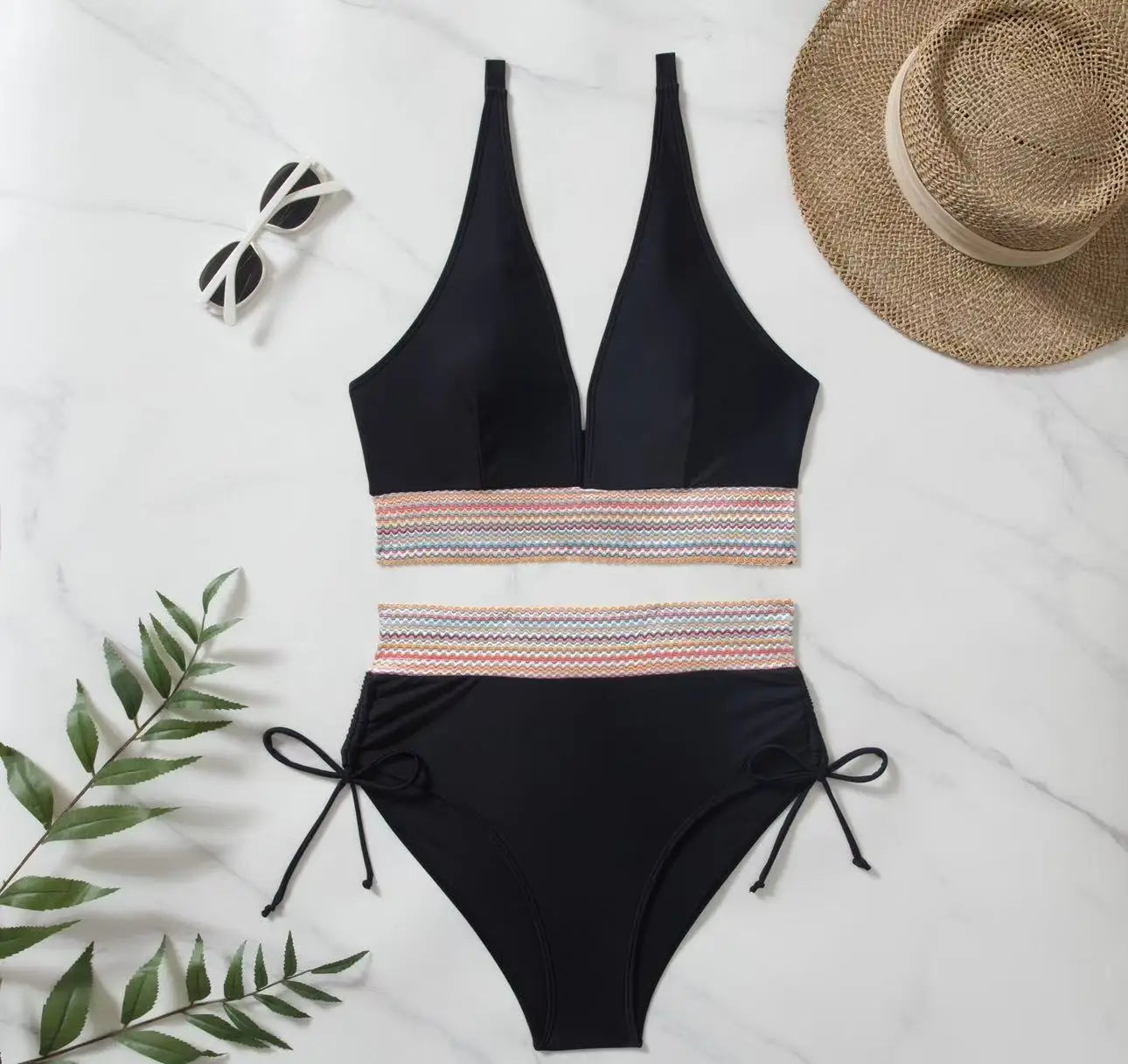 Colora solido Colorale Bikini Set di moda High Waist High Patchwork Swimwear Women Swimsuit Women Women