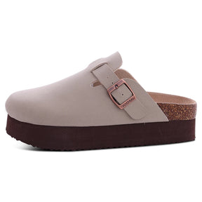 Fashion Suede Platform Mules – Soft Cork Clogs with Arch Support for All-Day Comfort