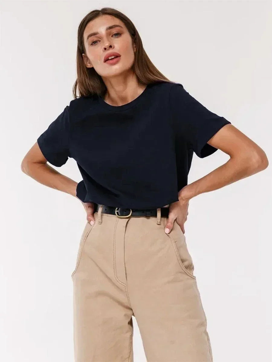 Frauen T-Shirt 100% Baumwollboden grundlegend modische Tops-Shirts 230g/㎡