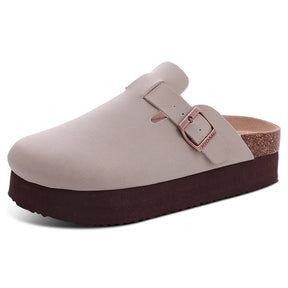 Fashion Suede Platform Mules – Soft Cork Clogs with Arch Support for All-Day Comfort