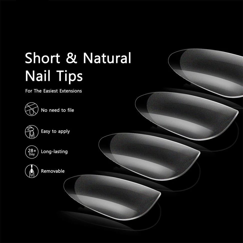 600 Stück Zubehör für weiche Gel-X-Nagelspitzen, vollständige Abdeckung, künstliche Nagelspitzen für Acrylnägel, Gel, extra kurze Mandel-Nagelspitzen, quadratisch, mittelgroß
