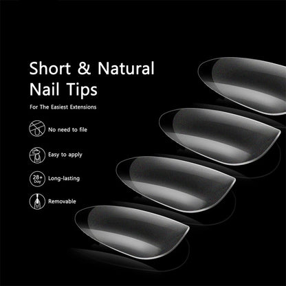 600 Stück Zubehör für weiche Gel-X-Nagelspitzen, vollständige Abdeckung, künstliche Nagelspitzen für Acrylnägel, Gel, extra kurze Mandel-Nagelspitzen, quadratisch, mittelgroß