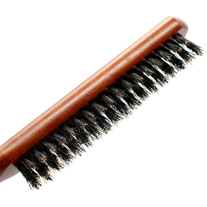 Naturlig villsvinbustsvamp hårkam – antistatisk trehåndtaksbørste for frisør, stylingverktøy for hodebunnsmassasje