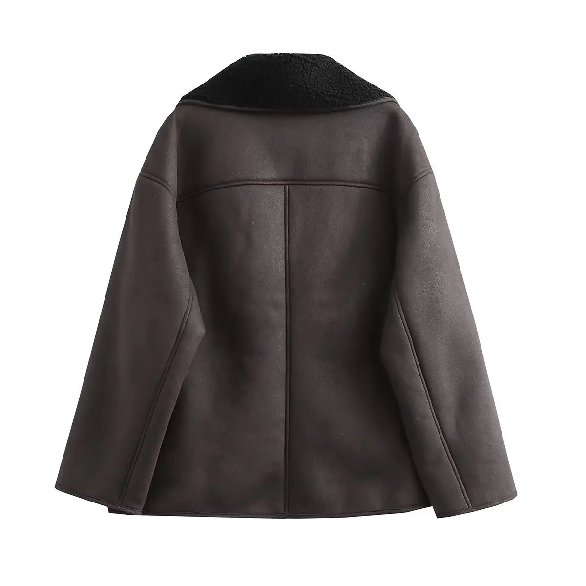 Kvinder Tykt Varmt Outwear Kunstlæder Jakker Efterår Vinter Vintage Langærmede Lapel Frakker Mode Dame Streetwear Top