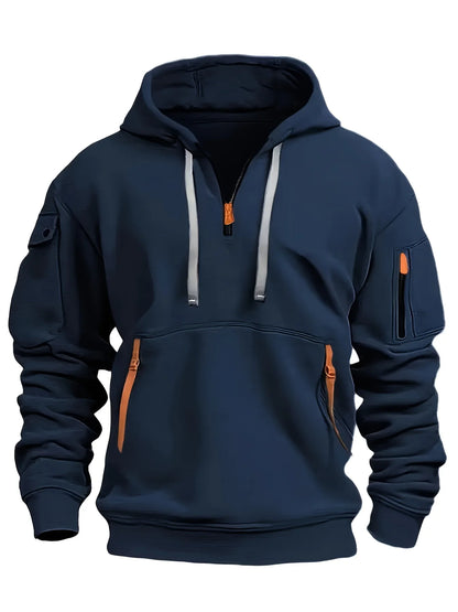 Casual Fashion hættetrøje til mænd – Pullover med halv lynlås til foråret & Efterår | Fitness & Street Style jakke