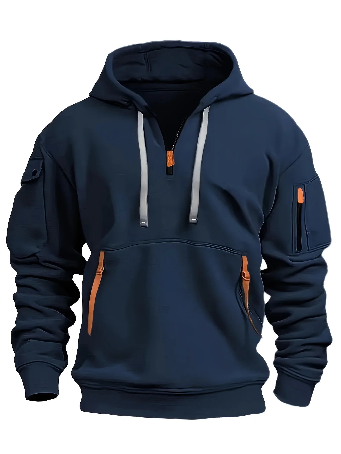Caperos de moda casual para hombres-sudadera de pulverización de medio zip para primavera y otoño | Chaqueta de estilo de fitness y calles