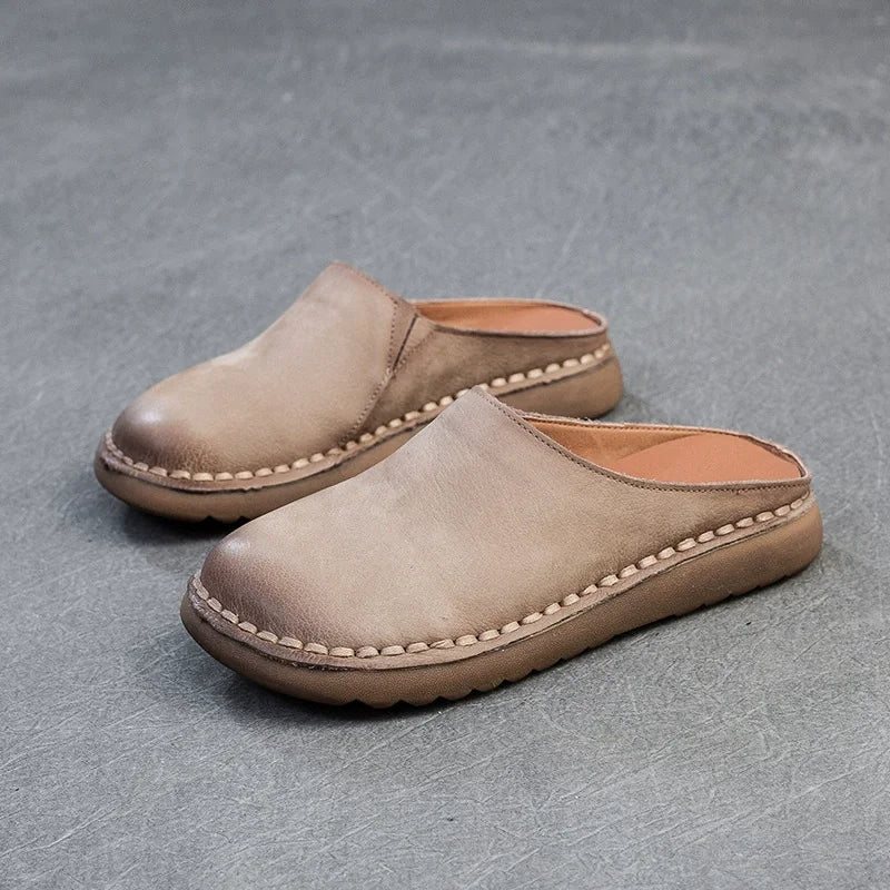 Slipisti estivi in ​​pelle autentica - Sole morbida, comfort fatti a mano e stile retrò