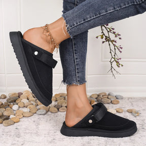 Women's Suede Gold Clog Platform Back Strap Clogs – Large Size, Casual Autumn Design
