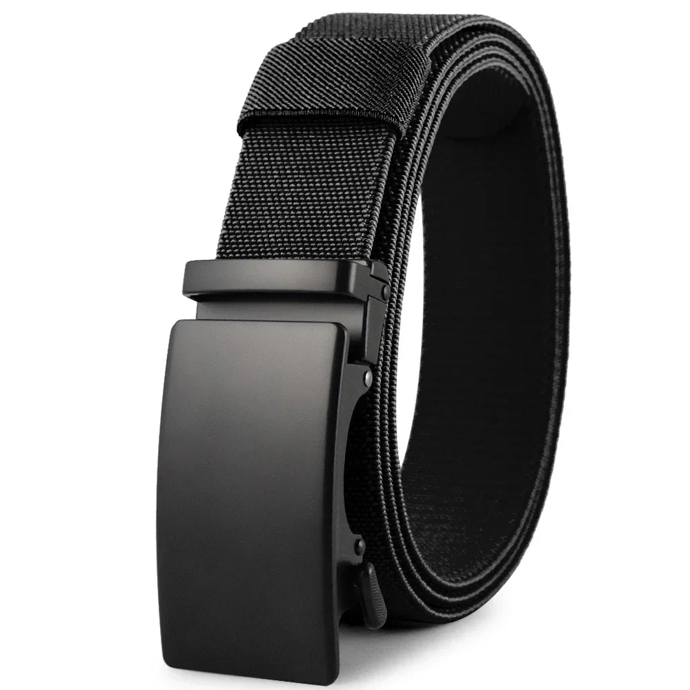 Sports Elastic Tactical Belt – Automatic Metal Buckle, Stretch Nylon Military Unisex Belt (115–150CM)