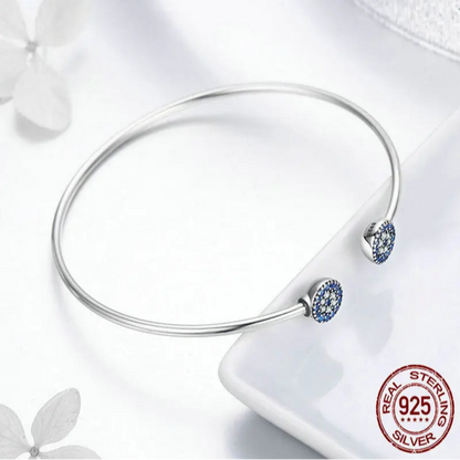 Armbånd - 100% 925 Sterling Sølv Blå Zircon Lucky Eyes Armbånd til Damer Åben manchet Armring Klassiske Luksus smykker